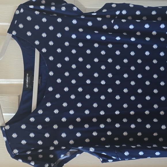 LIZ CLAIBORNE WOMENS BLUE & WHITE SYMMETRICAL SMALL CAP SLEEVES DRESS SIZE LARGE - Picture 3 of 12